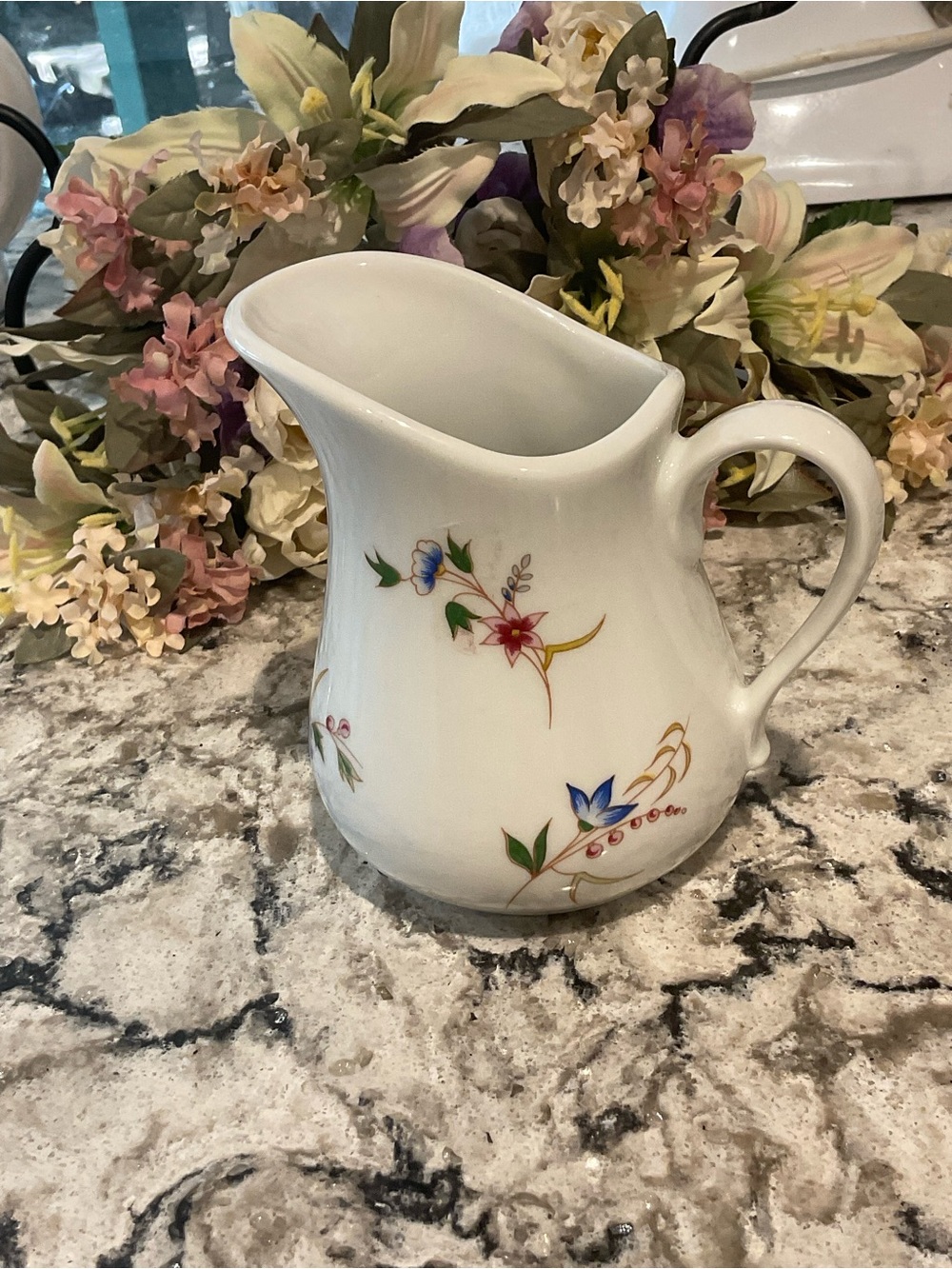 BP-VINTAGE CORDON BLEU 4.5 IN. TALL FLORAL PITCHER-FRANCE
